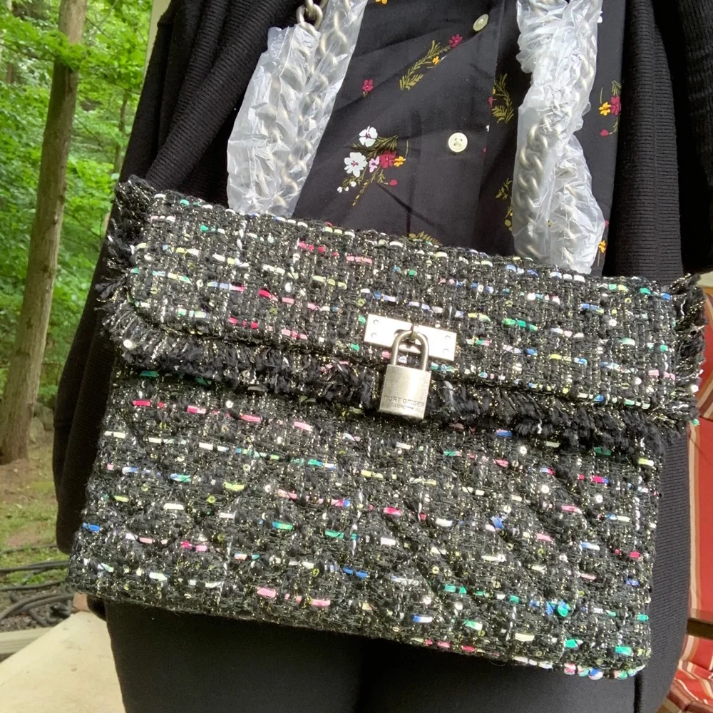 Authentic KURT GEIGER LONDON Tweed LG Crosb/Shoulder bag - Picture 2 of 15